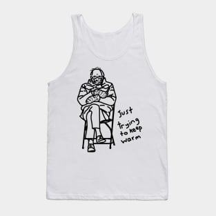 Bernie Sanders Mittens Just Trying to Keep Warm Line Drawing Tank Top